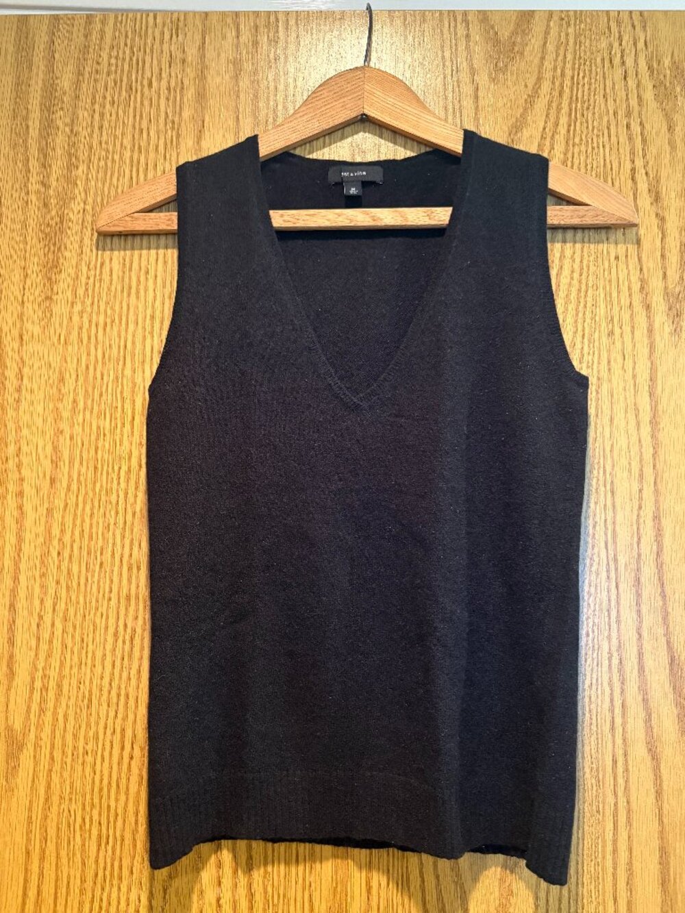 West & Vine Merino Wool Angora Blend Sweater Vest Black M